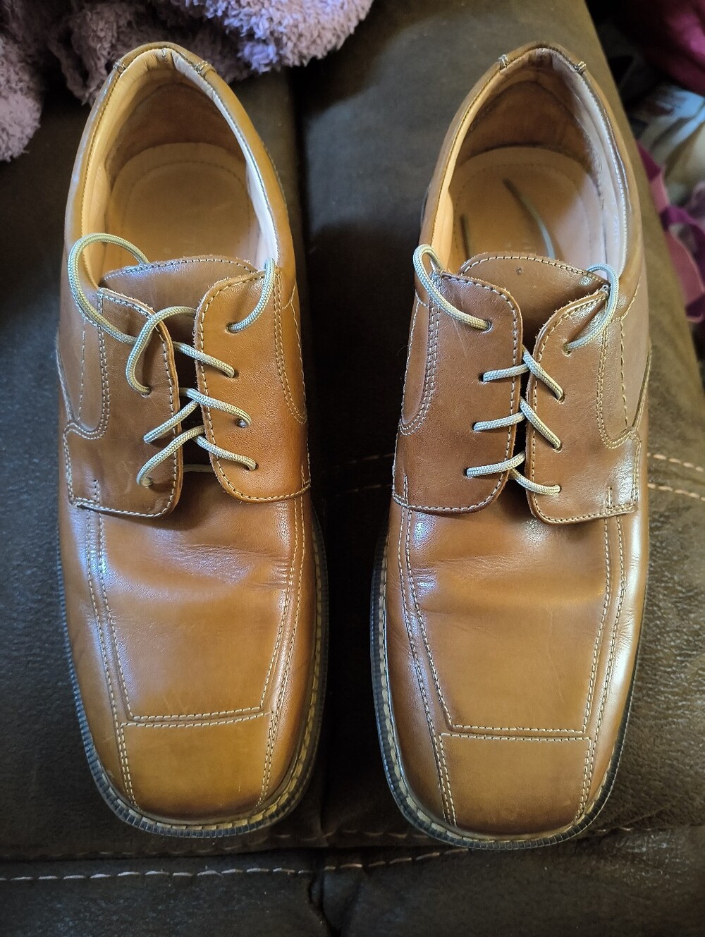 Covington Leather Upper Men Italian Shoes Brown Size 10D Lace Up